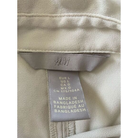 H&M Beige Oversized Button-Up Blouse Large - Picture 4 of 12